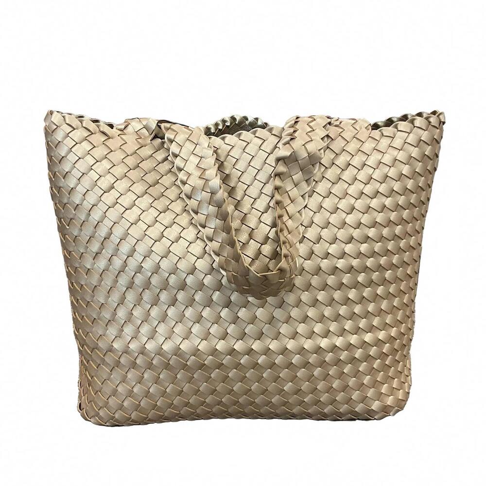 NEW ILSE JACOBSEN women's reversible tote bag in chic metallic